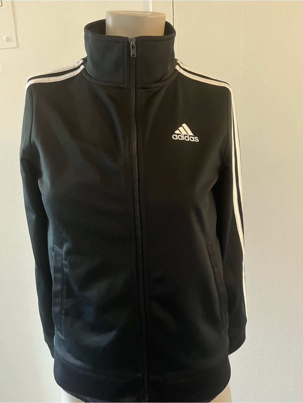 Adidas Kids Black Track Jacket with White Stripes
